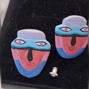 Artisan Multicolor Abstract Face Earrings
